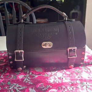 Rare vintage Harley Davidson genuine leather barrel bag